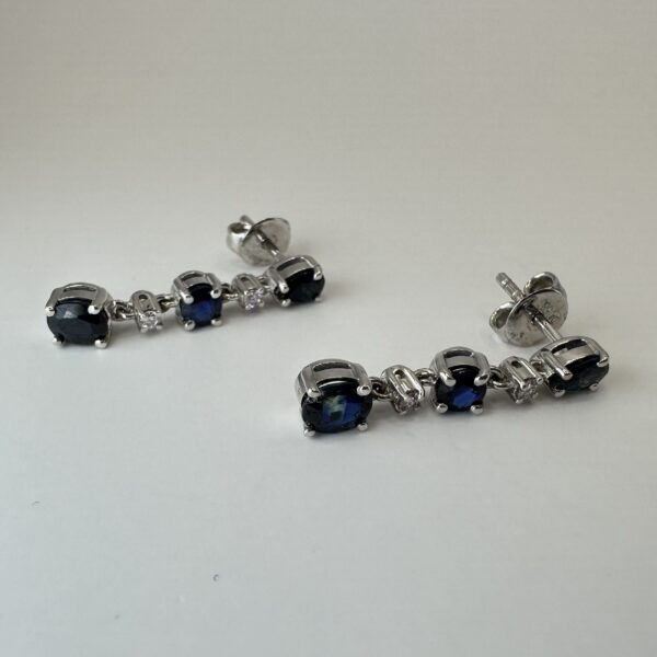 Kolczyki wiszące Szafiry i Diament