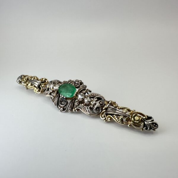 Broszka ze szmaragdem XIX / XX w.